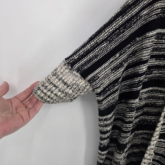 Leo and sage womens small black white stripe open front short sleeve cardigan - Picture 2 of 7